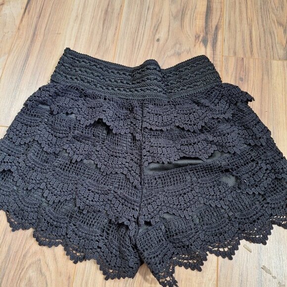 Black Lace Festival Boho Hippie Shorts 100% Cotton size small - Picture 2 of 6